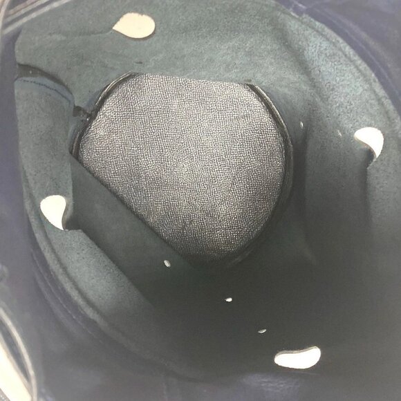 HERMES Tassel fringe Manjoire Drawstring bag Shoulder Bag Leather Navy - Picture 12 of 15